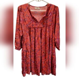 NATURAL LIFE Red Floral Tunic Top